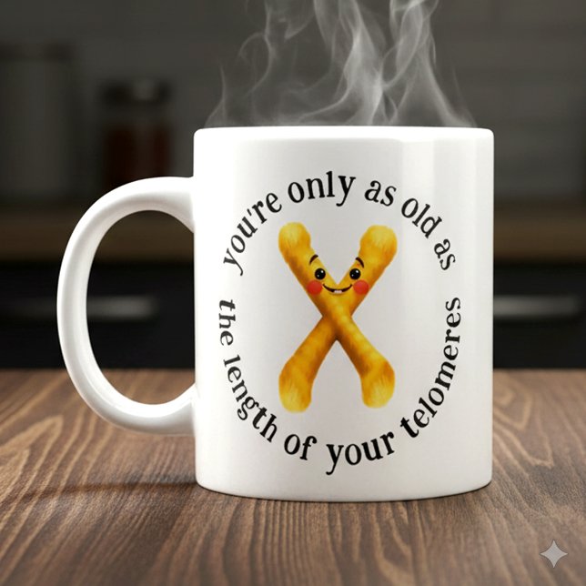 Caneca De Café Grande Engraçado Você só tem a idade do comprimento de .. (Funny You're Only as Old as the Length of Your Telomeres Mug Cover Photo)