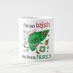 Caneca De Café Grande Então irlandês meu fígado dói