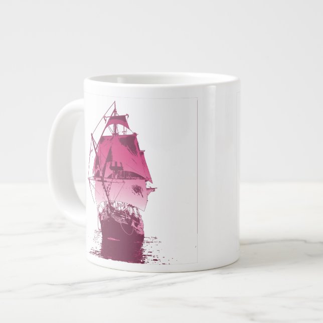 Caneca De Café Grande Entrega clássica rosa (Frente Esquerda)
