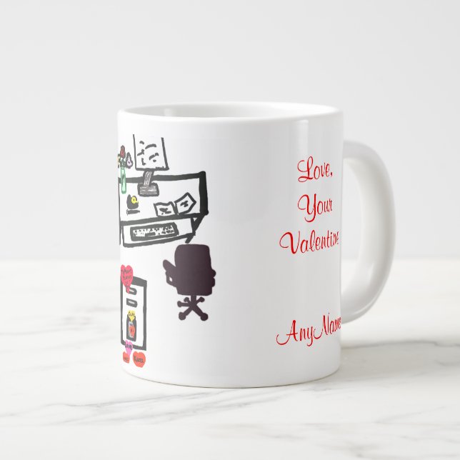 Caneca De Café Grande Enviando-lhe um Namorados de Mensagem Corta a Chin (Frente Esquerda)