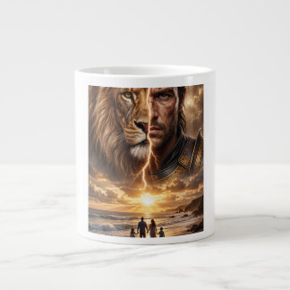 Caneca De Café Grande Epic Lion and Warrior Sunset