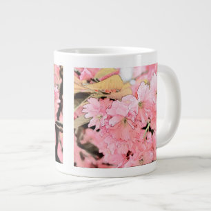 Caneca De Café Grande Esboço artístico adorável de flores de cerejeira r