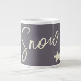 Caneca De Café Grande Escrito da neve cinza roxa manteiga creme elegante