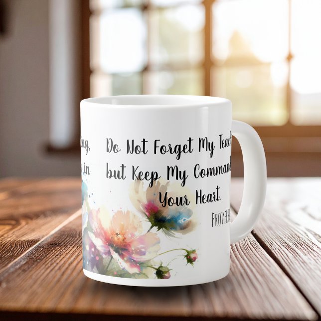 Caneca De Café Grande Escritura Floral (Scripture ..do not forget.. floral elegant design,)