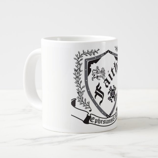 Caneca De Café Grande Escudo da fé de Mega Mug Shalom (Frente Esquerda)