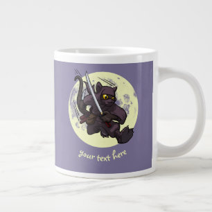 Caneca De Café Grande Espadas Katana Ninja Chute Voador Desenho Gato Pre
