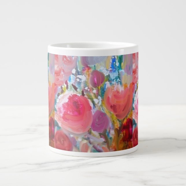 Caneca De Café Grande Especialidade Jumbo Mug Original Floral Bonito! (Frente)