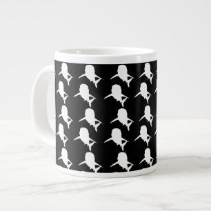 Caneca De Café Grande Espelho de baleia de tubarão-sombra preto e branco