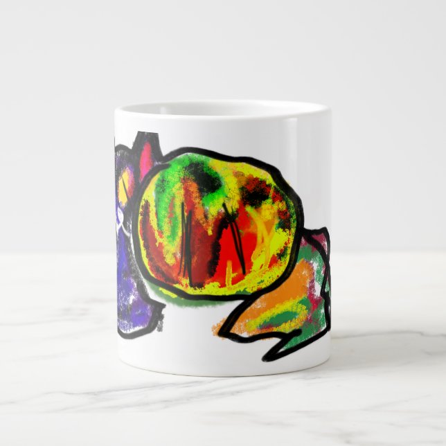 Caneca De Café Grande Espera de outono de gato preto (Frente)