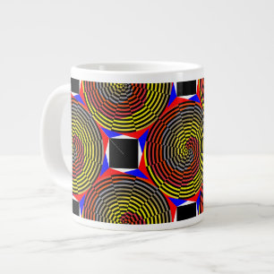 Caneca De Café Grande Espiral Azul Amarelo Vermelho por Kenneth Yoncich