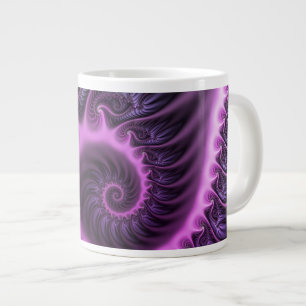 Caneca De Café Grande Espiral De Arte Fractal, Rosa Legal, Viva Abstrato