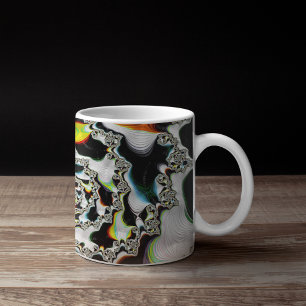 Caneca De Café Grande Espiral Fractal Psicodélico Colorido Moderno