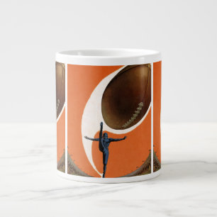 Caneca De Café Grande Esportes de Vintage, Jogador de Futebol batendo a 