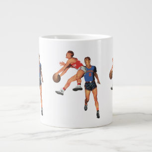 Caneca De Café Grande Esportes de Vintage, Jogadores de Basquete em um J