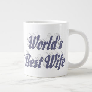 Caneca De Café Grande Esposa com meia-mensagem de cinza