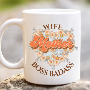 Caneca De Café Grande Esposa Engraçada Mãe Chefe Dia de as mães Badass
