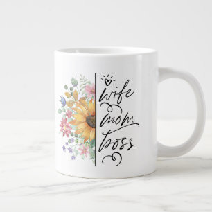 Caneca De Café Grande Esposa Mãe Chefe Badass Engraçado Dia de as mães D