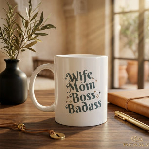 Caneca De Café Grande Esposa Mãe Chefe Má-Elemento Sarcástica Negrito Ti