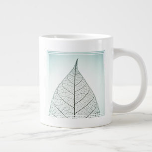 Caneca De Café Grande Esqueleto de Folha Verde