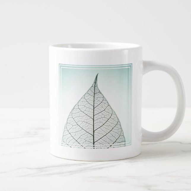 Caneca De Café Grande Esqueleto de Folha Verde (Direita)