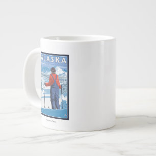 Caneca De Café Grande Esqui na Poster de Viagens vintage do Alasca