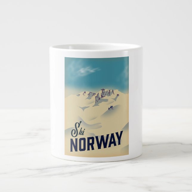 Caneca De Café Grande Esquiar na Noruega (Frente)