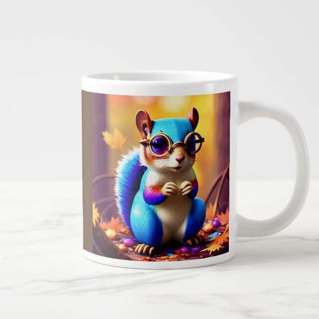 Caneca De Café Grande Esquilo Azul Cinto com Óculos (Direita)