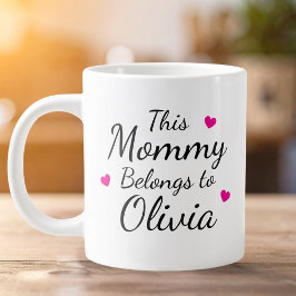 Caneca De Café Grande Esta Mamãe Pertence à Criança Nome Personalizado