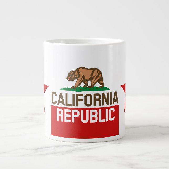 Caneca De Café Grande Estado da República da CALIFÓRNIA - Estrela Vermel (Frente)