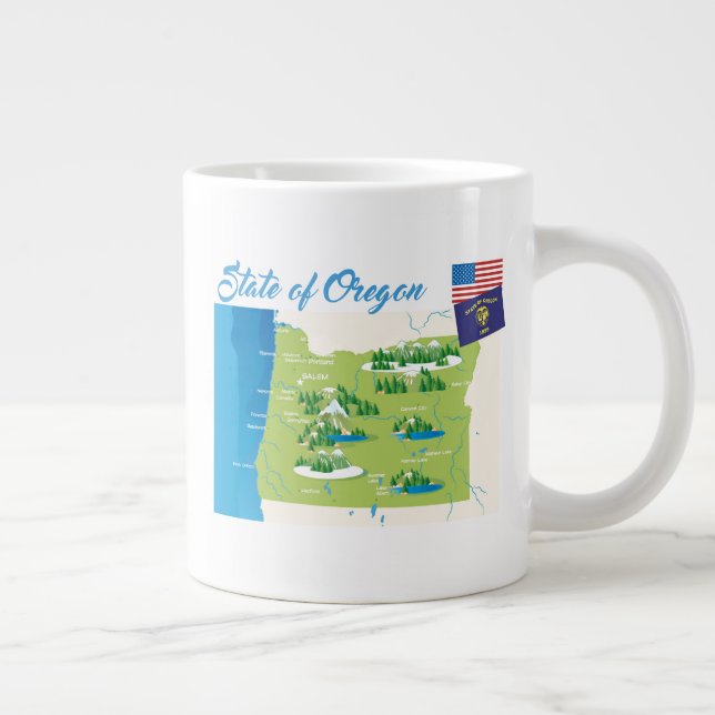 Caneca De Café Grande Estado de Oregon (Direita)