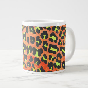 Caneca De Café Grande Estampa Laranja e Amarelo de Leopardo