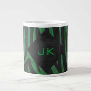 Caneca De Café Grande Estampa Preta e Verde Monograma Zebra