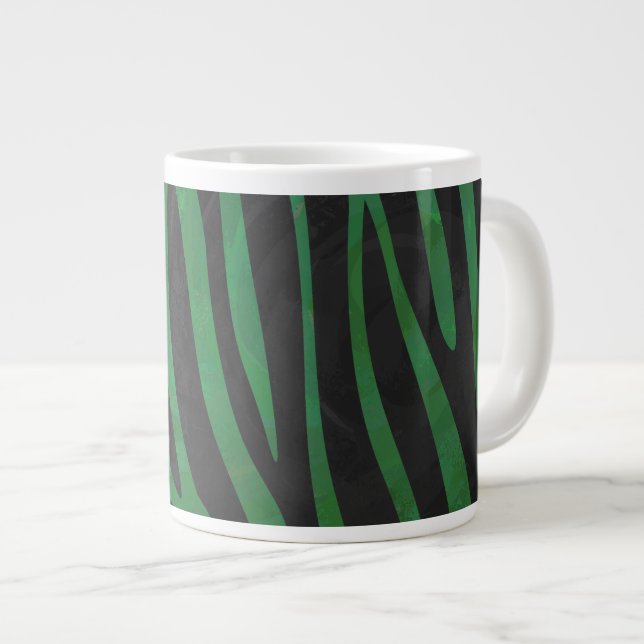 Caneca De Café Grande Estampa Verde e Preto de Zebra (Frente Esquerda)