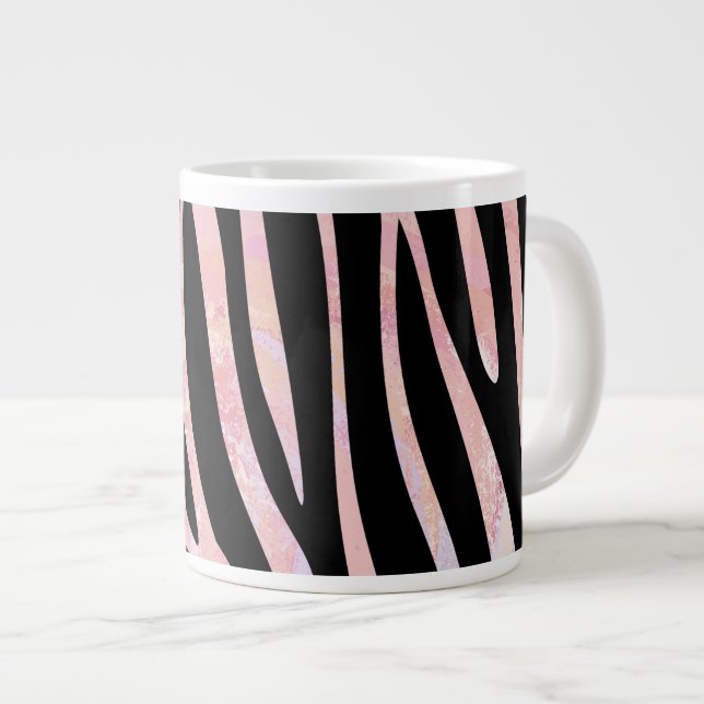 Caneca De Café Grande Estampa Zebra Preto e Rosa (Frente Esquerda)