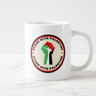 Caneca De Café Grande Estante-se com a Palestina - Punho - Cores de Band