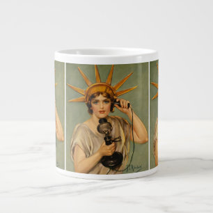 Caneca De Café Grande Estátua Vintage da Liberdade, Anúncio de Guerra Pa