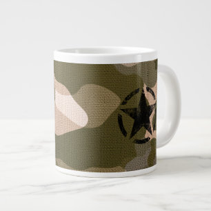 Caneca De Café Grande Estêncil Estrelado Vintage na Camouflage