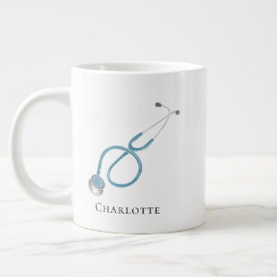 Caneca De Café Grande Estetoscópio Personalizado Nome Médico Novidade