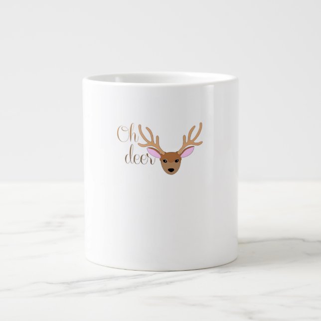 Caneca De Café Grande Estilo Artístico Oh Deer (Frente)