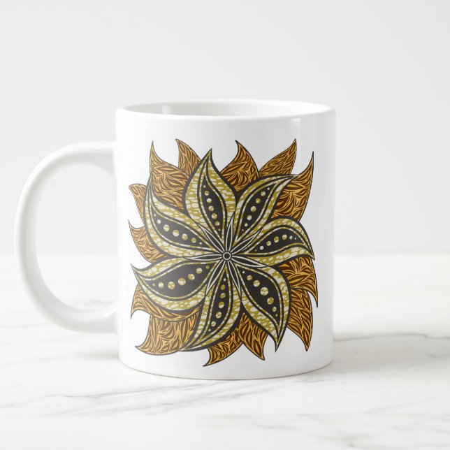 Caneca De Café Grande Estilo de Batik Floral Abstrato africano (Esquerda)