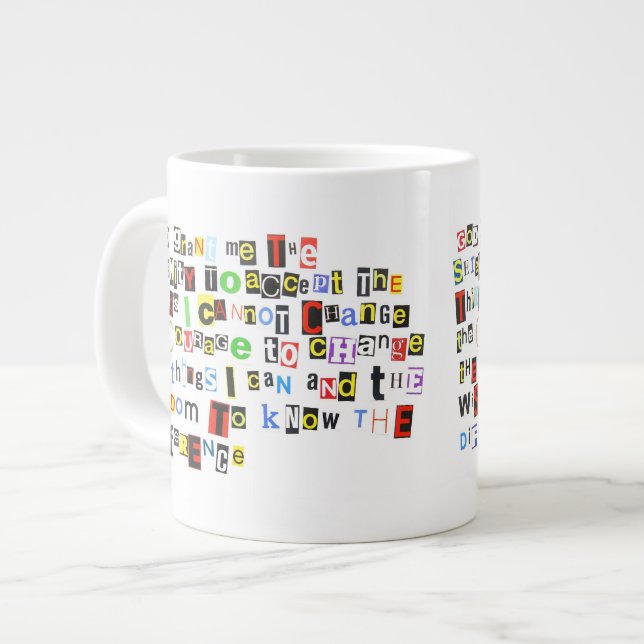 Caneca De Café Grande Estilo de Nota de Resgate de Oração de Serenidade (Frente Esquerda)