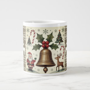 Caneca De Café Grande Estilo de Vintage, Padrão de Natal