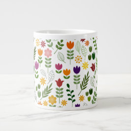 Caneca De Café Grande Estilo escandinavo Flora & Fauna Padrão