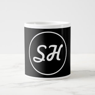 Caneca De Café Grande Estilo Monograma Retro-Moderno Legal Preto e Bra
