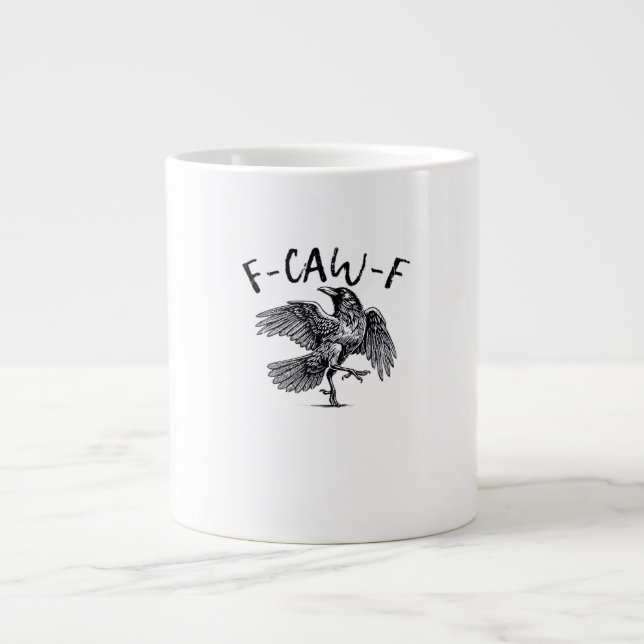 Caneca De Café Grande Estilo Retro Clássico F Caw F Crow (Frente)