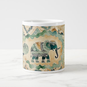 Caneca De Café Grande Estilo Vintage,Alma Elefante Batik