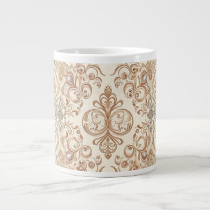 Caneca De Café Grande Estilo Vintage, Beigi Dourado Mozaik
