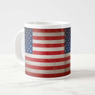 Caneca De Café Grande Estilo Vintage Design Patriótico Americano Bandeir
