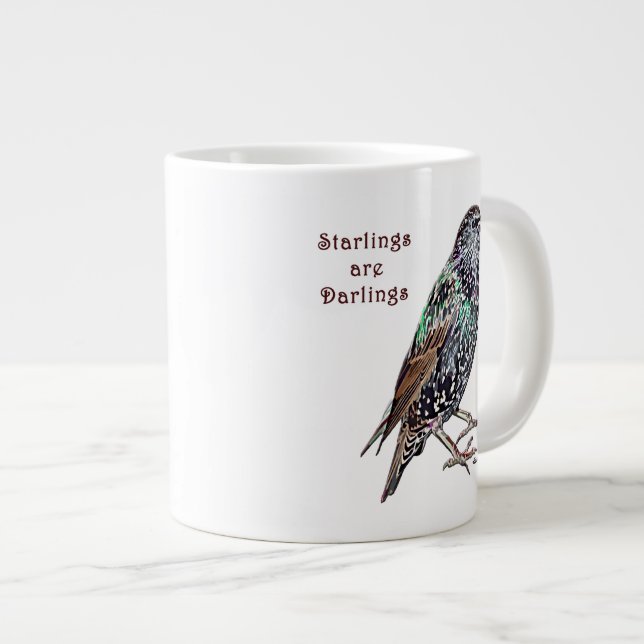 Caneca De Café Grande Estorninhos São Queridos (Frente Esquerda)