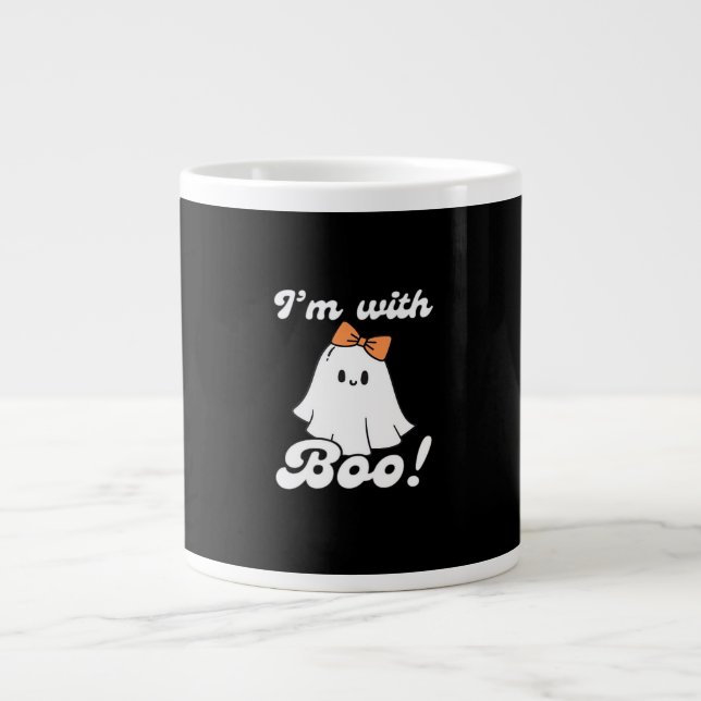 Caneca De Café Grande Estou Com Boo Estilo Retro Divertido (Frente)